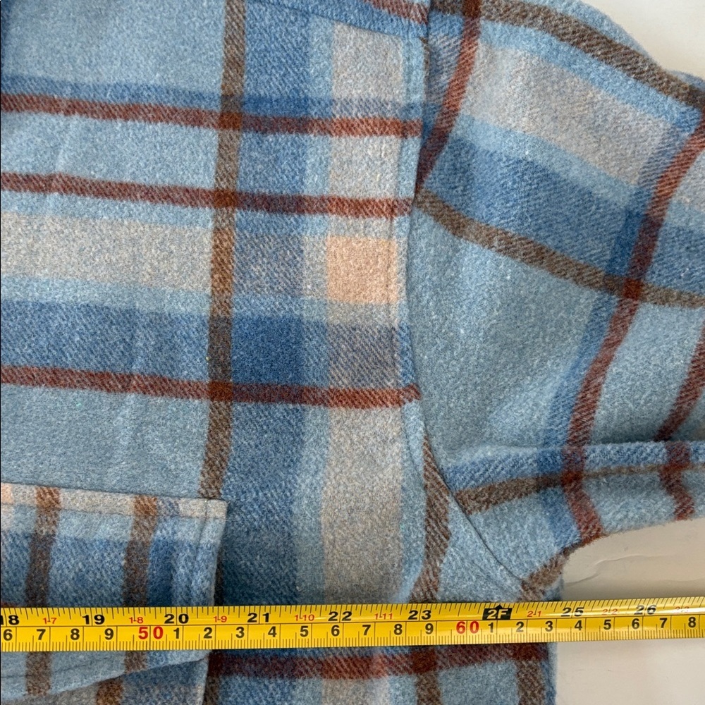 Ford Bronco shacket flannel blue brown cream flannel butterflies Bronco graphic - Picture 12 of 16
